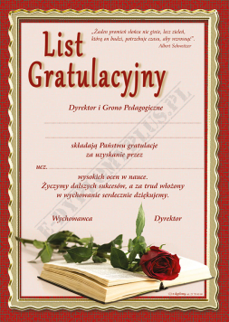 List gratuacyjny