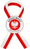 Kotylion biało-czerwony mały (z przypinką 37mm) "Absolwent"