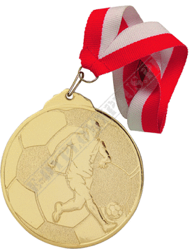 Medal piłka nożna złoty z wstążką