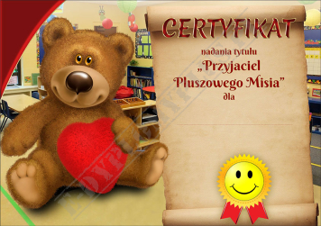 Certyfikat przyjaciela pluszowych misiów