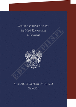 Teczka z kartonu ozdobnego z orłem oraz 2 srebrzonymi/złoconymi nadrukami