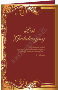 List gratulacyjny (kolor bordo)