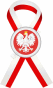 Kotylion biało-czerwony mały (z przypinką 38mm)