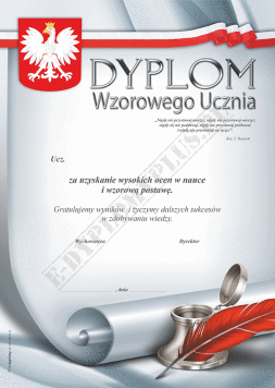 Dyplom wzorowego  ucznia