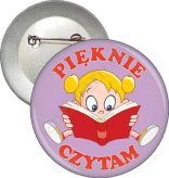 Przypinka "Pięknie czytam- dziewczynka"