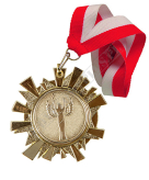 Medal złoty "Słoneczko" z wklejką "Wiktoria" z wstążką